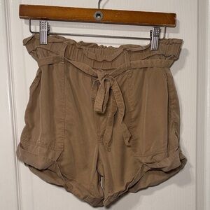 Aerie Paperbag Tie Waist Pull On Light Brown Shorts Size Small EUC
